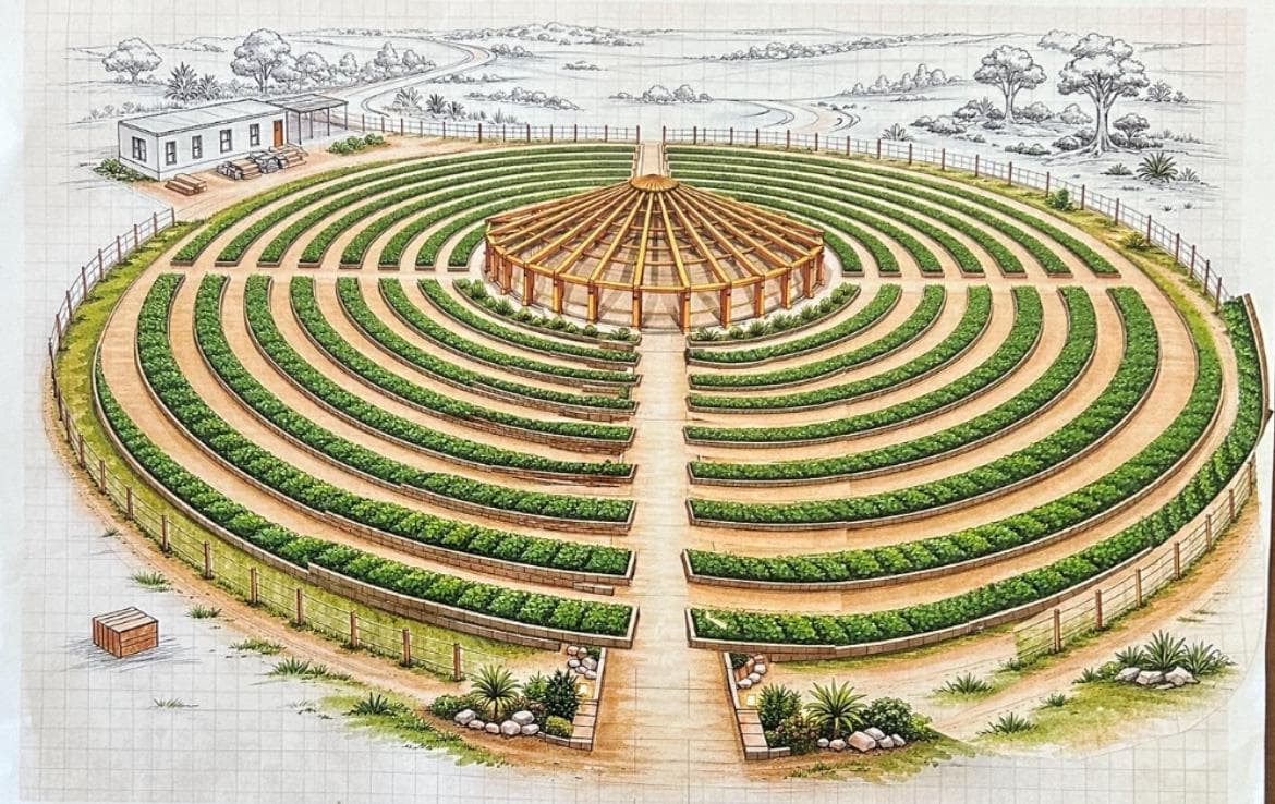 Mandala farm — colored rendering